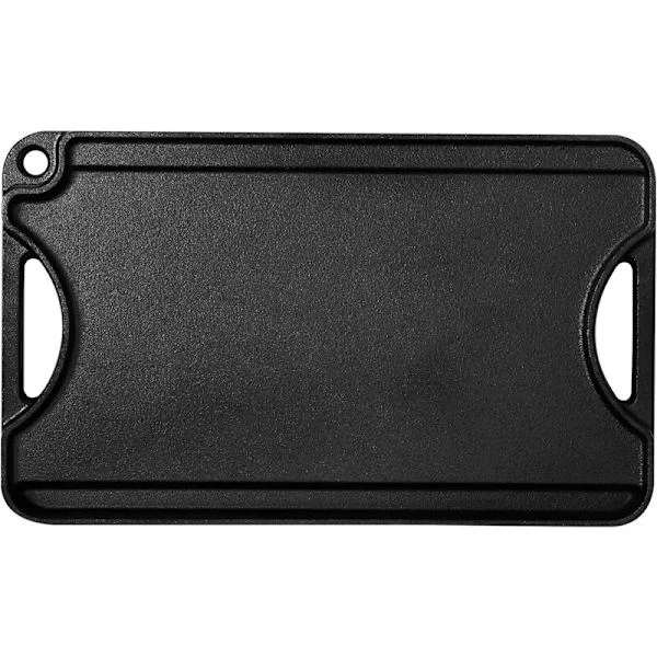 Mophorn Vändbar stekhäll i gjutjärn (185 x 342 mm), bärbar rektangulär BBQ-panna med handtag, mångsidiga köksredskap för spishällar och grillar, svart