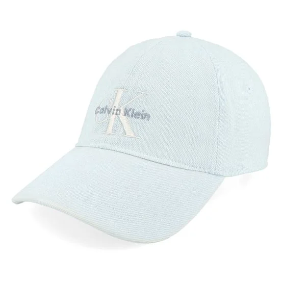 Calvin Klein - Ble unconstructed Czapka Z Daszkiem - Monologo Embroidery Light Wash Denim Dad Cap @ Hatstore