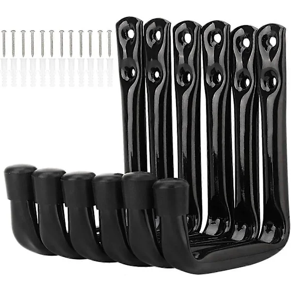 Kraftiga J-krokar för garageförvaring, 6-pack väggmonterade stålhängare (12cm x 10cm)