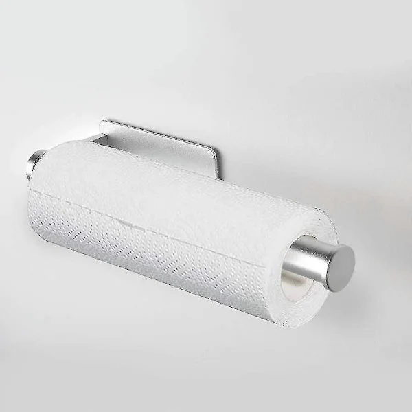 Hushållspappershållare, inget behov av att borra, väggmonterad hushållspappershållare, förvaringsställ för köksrullar, aluminium