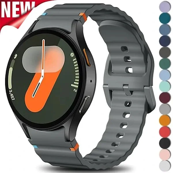Yhteensopiva Samsung Galaxy Watch 7 ranneke FE/5 Pro/6/4 Classic 44mm 40mm No Gap Sport silikoniranneke Correa Galaxy Watch 7 ranneke Space Gray
