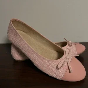 Rosa ballerinaskor med rosett, stl 41