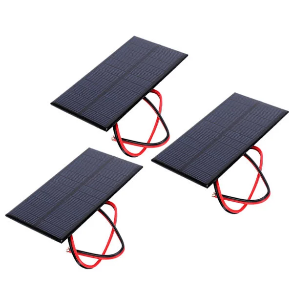 3 stk DC 6V 1W solcellepanel strømmodul polykrystallinsk silisium solcellepanel med 30 cm kabel