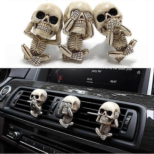 2025 3x Car Air Freshener Clips Halloween Skull Car Vent Decor Aromatherapy Clip