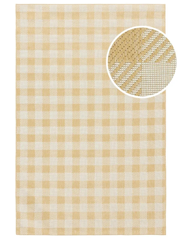 Gingham Tvättbar 160X230 Ljusgul/Vit Rutig Matta