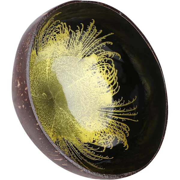 Kokosnøddeskal skål, Ink Creative Godis Skål Kokosnøddeskåle, Dekorativ Skål Opbevaringsskål Blandeskåle Godisskål Naturlig (Guld)