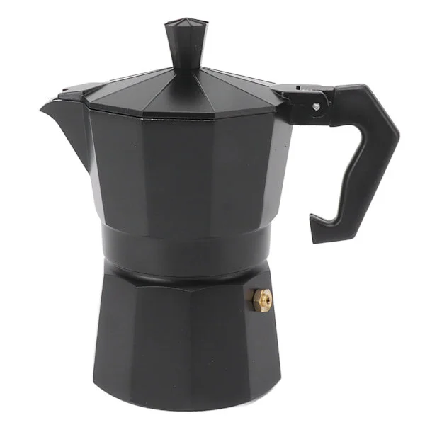 Komfur Moka Pot Italiensk Håndbrygget Kaffemaskine Aluminiumslegering Køkken DIY Tilbehør Sort 300ml