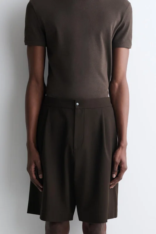 COS Men's Shorts In Jersey Milano in Marrone