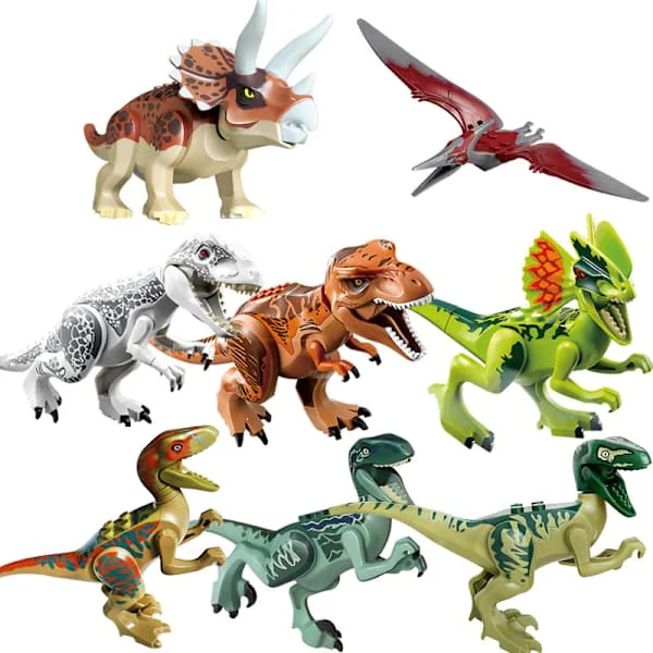 8 kpl Jurassic World dinosaurus T-Rex rakennussarjat paras lasten lahja monivärinen