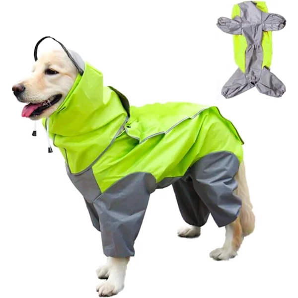 (18) Hooded Dog Raincoat, Lightweight Dog Rain Jacket, Dog Rain Poncho Adjustable Waterproof Hooded Dog Raincoat Dog Coat