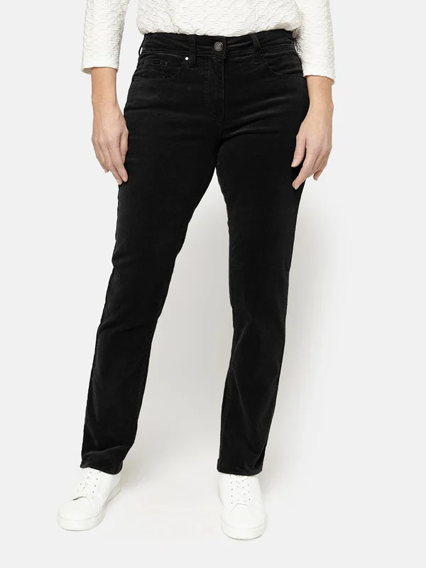 BRANDTEX - Madelaine Bukser - Sort - Fløjl - Straight Fit