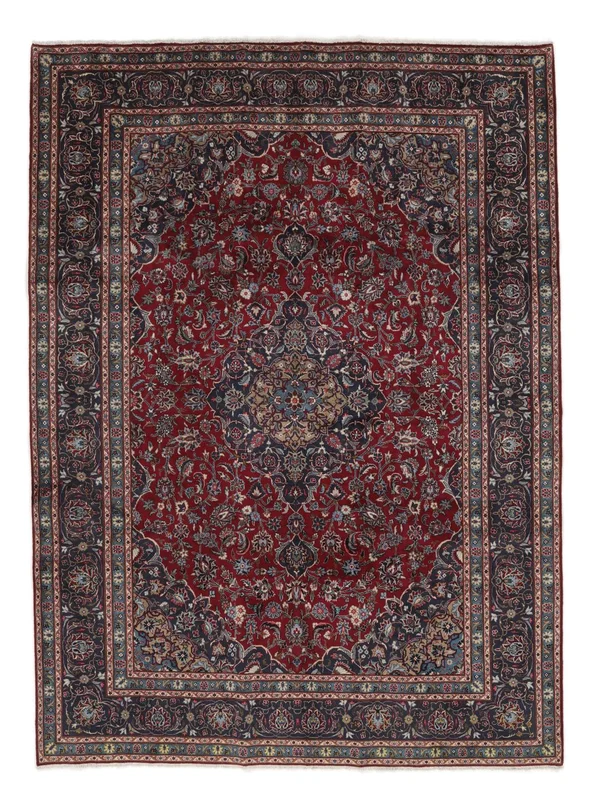 Kashmar Matta Handknuten 247X338 Svart/Mörkröd