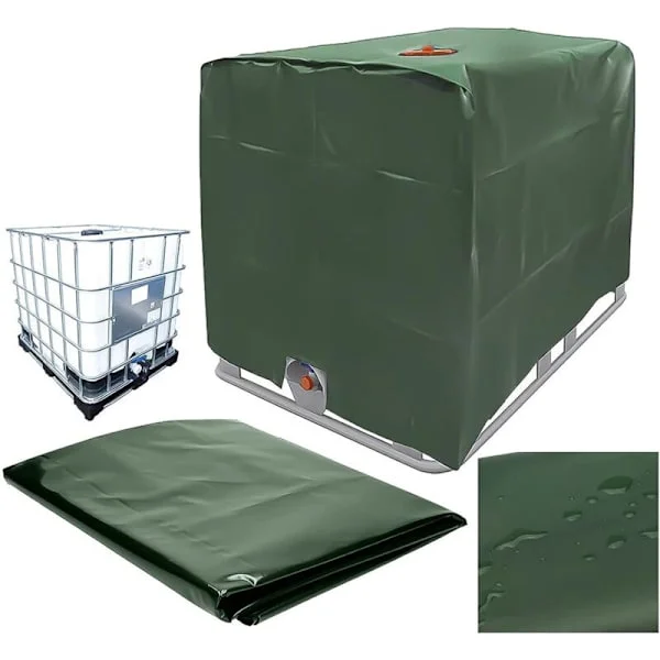 Vattentankskydd, IBC-tankskydd för 1000L tank, Skyddande överdrag för vattentankbehållare, Dammtätt Anti-UV Anti-regn, 120x100x116cm (Grön)