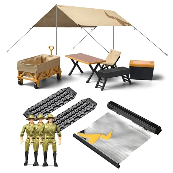 Utomhus Camping Set för 1/12 Fjärrstyrd Bil MN85K Sidomarkis Campingtält Komplett Simulerings Campingutrustning