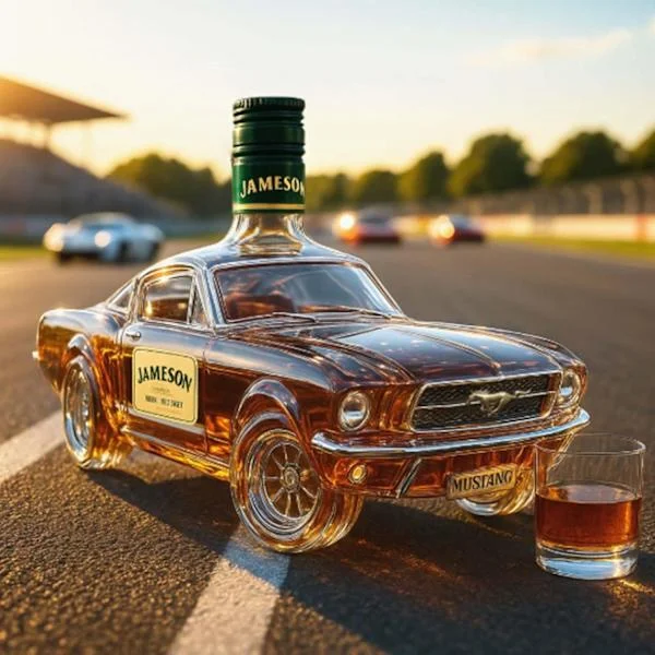 Bil Whiskyflaske, Bilformet Nyhet Glass Whiskey Karaffel Sett Villhest Whiskey Karaffel Flaske Sprit Dispenseringsbeholder Wisky