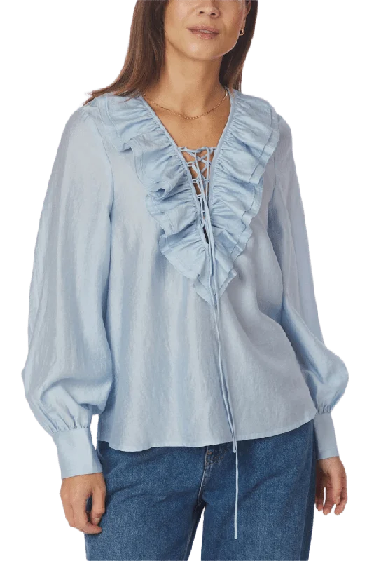 Neo Noir Katarina Crepe Ruffle Blouse Blusar Dam Blå 40