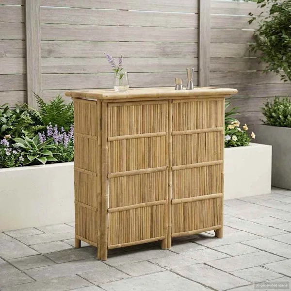 Utomhus Barbord Naturfärg 115 x 55 x 105 cm Bambus