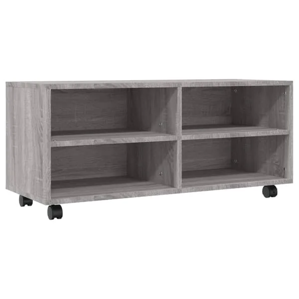 vidaXL Tv-bänk med hjul grå sonoma 90x35x35 cm konstruerat trä