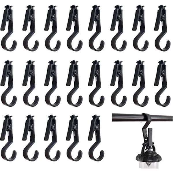 24 stk. Telt Baldakin Krog Clips, 11CM Multifunktionelle Krog Clips Lys Krog Plastik Tøjklemme Camping Clip Krog