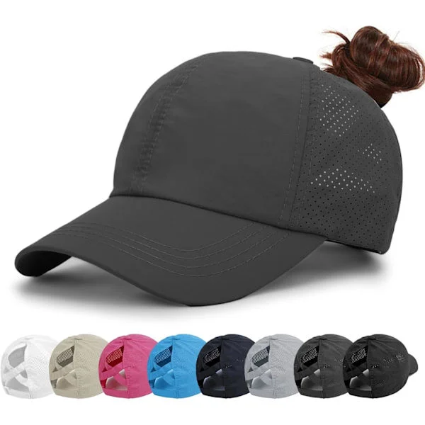 Womens Baseball Cap - Ponytail Solhat Hurtigtørrende Løb Cap Ladies Golf Caps Criss Cross Justerbar Trucker Hats til Kvinder Piger