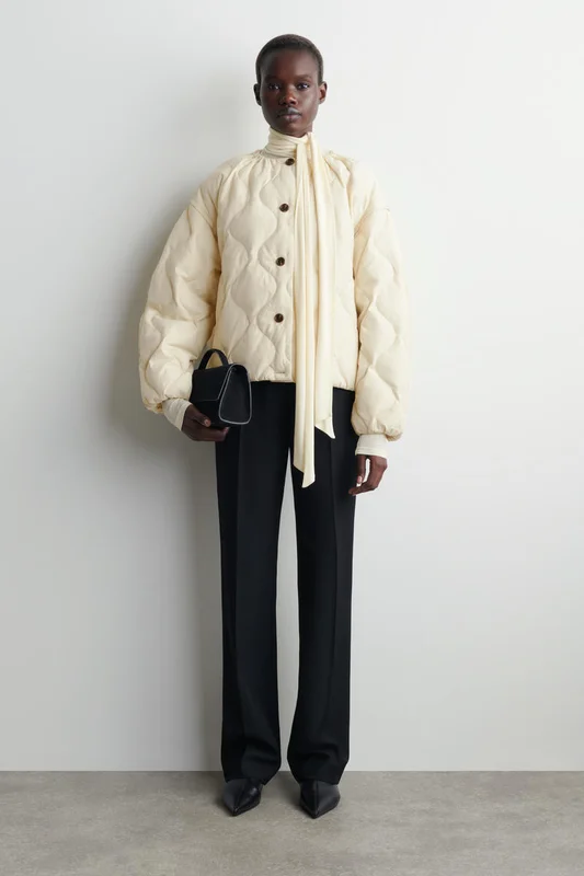 COS Gathered Quilted Down Jacket in Beige - Women