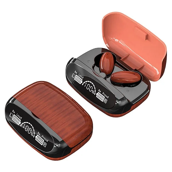Langattomat Bluetooth-nappikuulokkeet | Langattomat vintage-puiset Bluetooth 5.2 -kuulokkeet | HiFi HD-stereotehoste | Älykäs melunvaimennus 