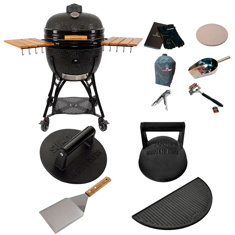 Kamado Sumo Maxi Gen 2 kamado-grill med smashpakke, sort | KitchenOne
