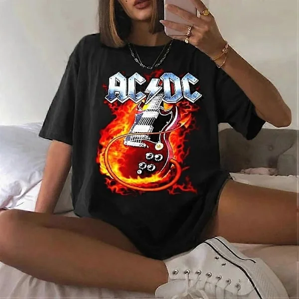 【BEMS】AC/DC T-skjorte, Acdc grafisk T-skjorte, Acdc retro T-skjorte, Acdc band T-skjorte, Acdc turné T-skjorte, Acdc fan skjorteuhuigq02