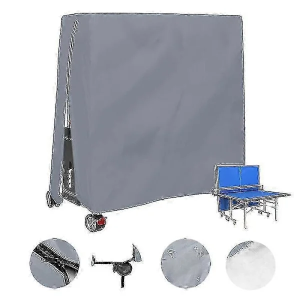 Outdoor Waterproof and Dustproof Table Tennis Table Cover Table Tennis Table Cover 165x70x185cm Grey
