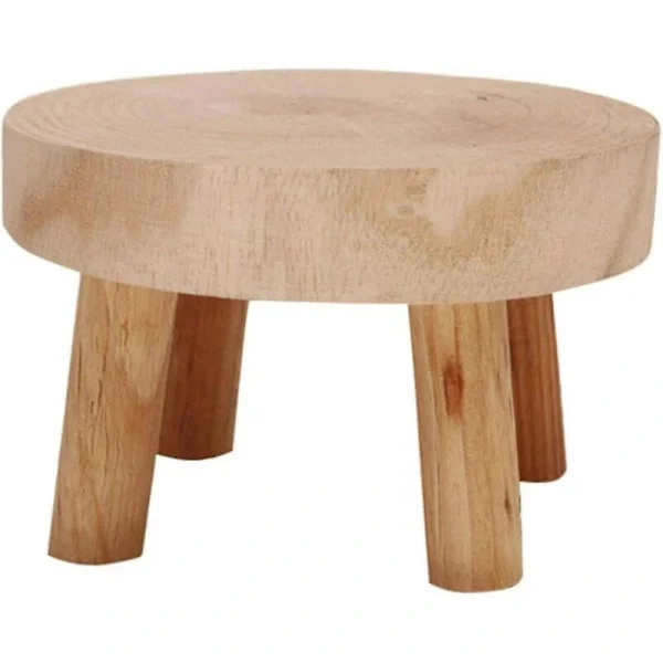 /EA/Mini rund krakk i naturlig tre, blomsterpotteholder, hagestol, - 3,5 tommer høy naturlig tre