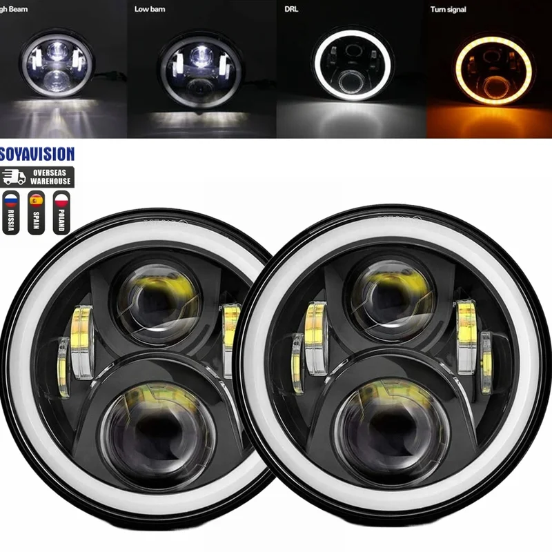AliExpress - Pour Nissan patrouille Y60 Hummer H1 & H2 Lada 4X4 7 pouces phare LED DRL pour Jeep Wrangler TJ JK LJ CJ 7 pouces pour Land Rover 