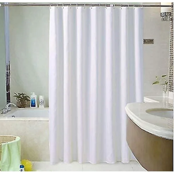 Enkelt hvidt badeforhæng - 180 x 220 cm - Ekstra langt Stcyv-FF-