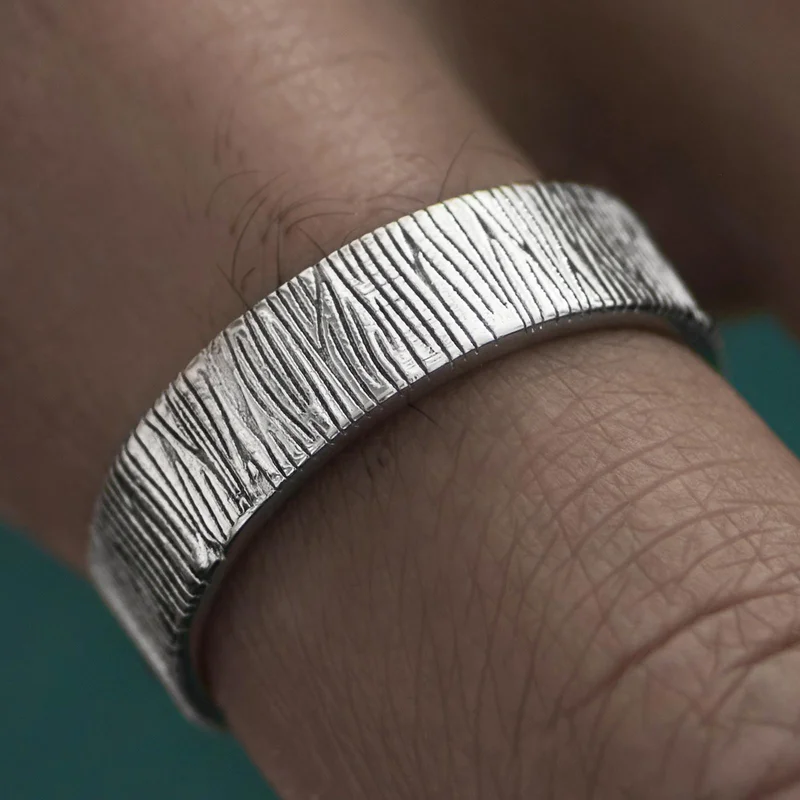 Adrian 925 Sterling Zilveren Ring met Boomschorstextuur voor mannen