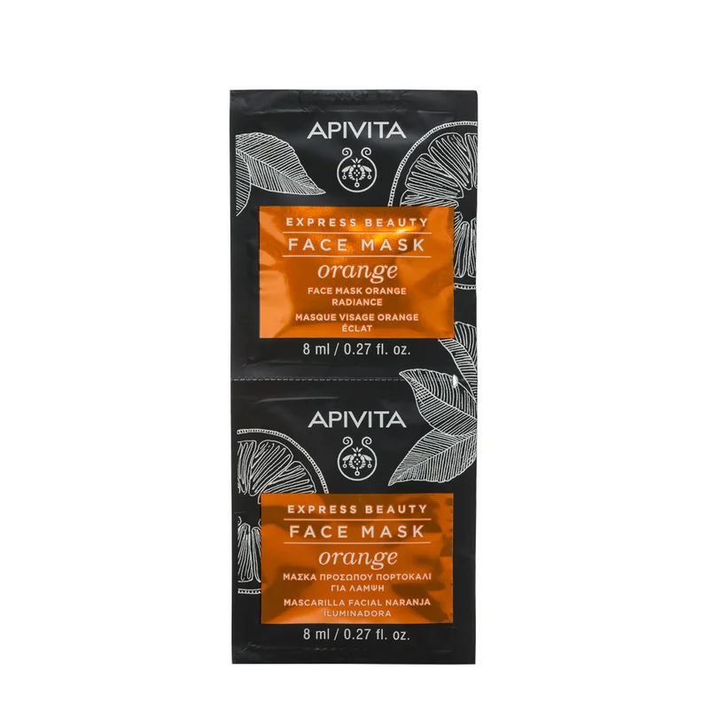 APIVITA Express Beauty - Viso Maschera Viso Illuminante con Arancia 2x8ml - Maschera Illuminante viso