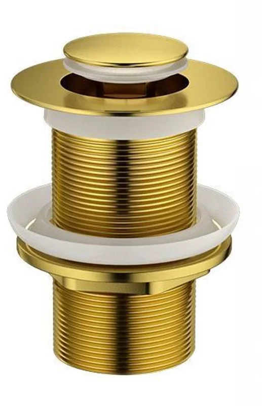Brass Basin Waste Replacement Plug - Unslotted - Brushed Gold - Standard G 1 1/4" BSP Connection - 1 Piece - Drain Plug - Basin Plug