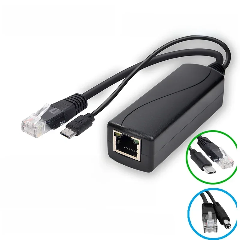 AliExpress - HKBTM POE Splitter 48V Naar 5V 12V Micro USB tpye-C BarrelJack Voeding voor Huawei voor Hikvision voor Bobcat voor Raspberry Pi