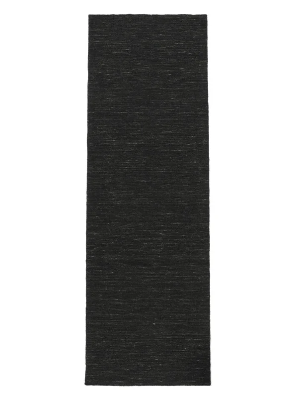 Villamatto Yksivärinen Handloom Flat Musta Käytävämatto Pieni Matto
