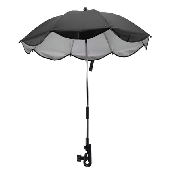 14 tum Universal Barnvagnsparasoll med UV-skydd Justerbar Barnvagnsparasoll Svart (Silverlim)