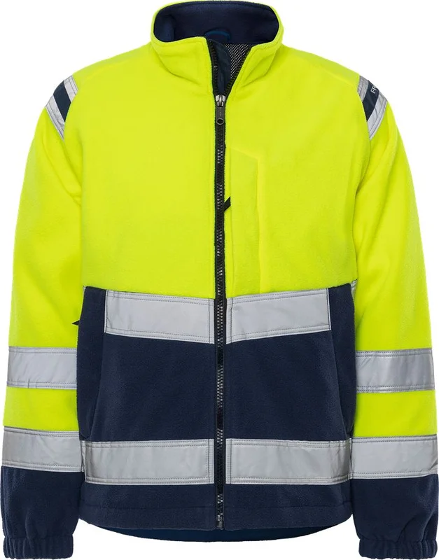 Fristads Herr Varsel vindtät fleecejacka 4041 FE, klass 3, Varsel Gul/Marinblå