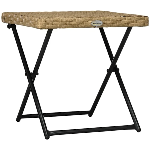 Sidobord Polyrattan Fällbart Trädgårdsbord Soffbord Balkongbord Fällbart Bord Metall Naturell 40X40X40Cm