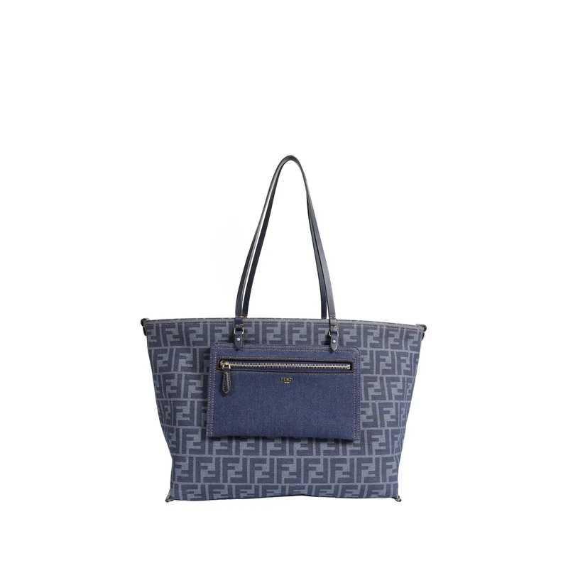 Ff Denim Jacquard Reversible Tote Bag