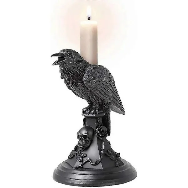 Halloween gotisk svart harpiks lysestake dekorativ lysestake for jul, fest og hjemmeinnredning