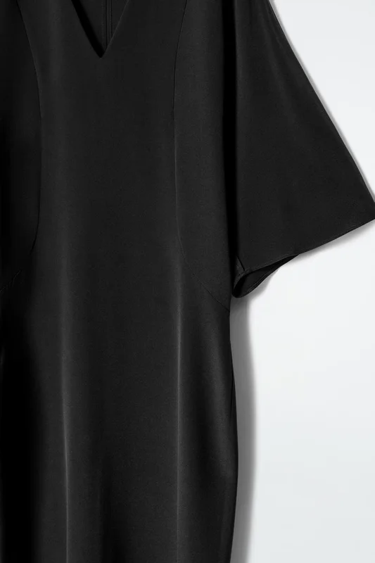 COS Women's Draped Silk Dress in Black