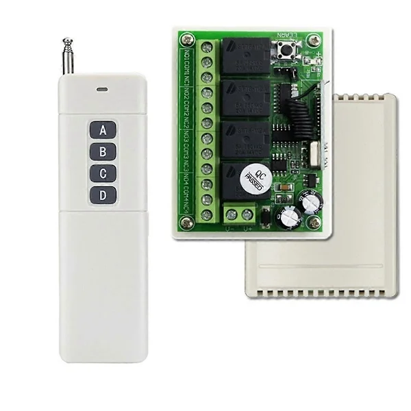 433MHz 12V 24V Relémodul Mottaker+1000M Rekkevidde Sender RF Trådløs Fjernkontroll Bryter for Garasjelys Motor