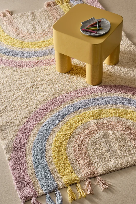 Jotex - Katoenen Vloerkleed Natuurlijk Wit/multi Natuurlijk wit/multi - SUNITA - Koop Vloerkleden voor kinderen bij Jotex