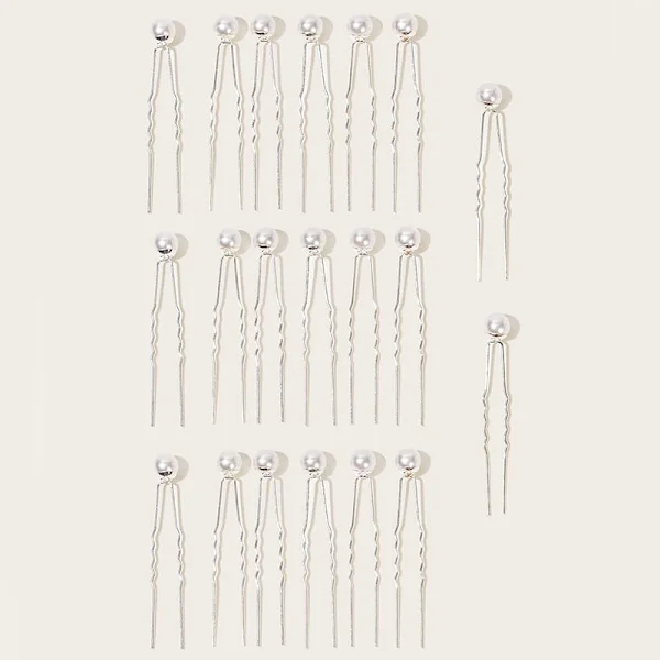 [RM]Pearl Hair Pins, U-shaped Pearl Hairpins for Women, Girls, Wedding, Prom, Hair Jewelry, Accessories, 20 Pieces in a Box