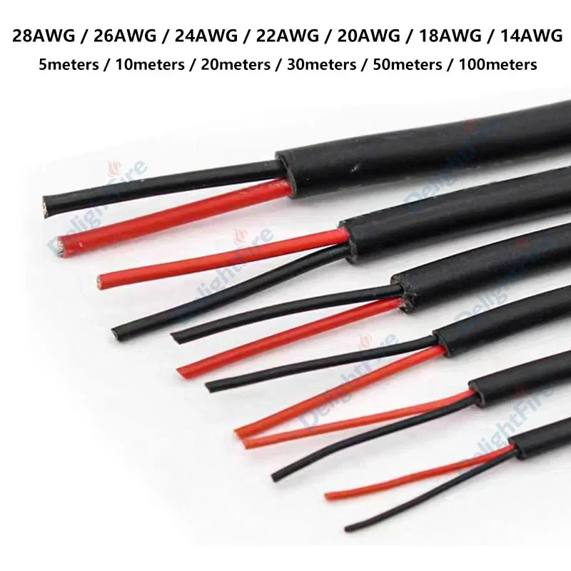 AliExpress - 2 Core Draad 28 26 24 20 18 16 14 22AWG Omhulde Kabel Flexibele Isolatie 12V LED Kabel voor LED Strip Licht Luidspreker Audio