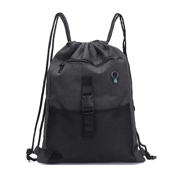 Drawstring Backpacks for Women and Men, Drawstring Bags with Mesh Pockets, Waterproof, USB Charging Port, Tote Bag for Work, School, Yoga, Gym...
