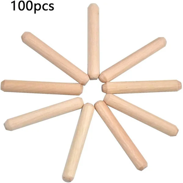 100-pack räfflade trätappar, avsmalnande trätappar, björktappar, 6mm X 40mm