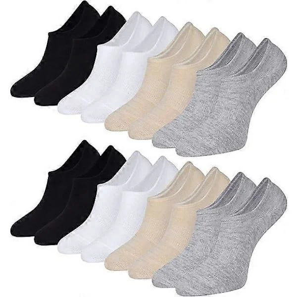 Training Socks for Women and Men - 8 Pairs Non-Slip Low Ankle Socks Invisible Sneaker Socks for Loafers and Casual Boat Shoes